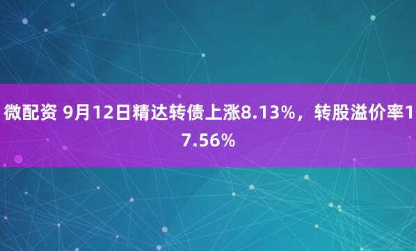 微配资 9月12日精达转债上涨8.13%，转股溢价率17.56%