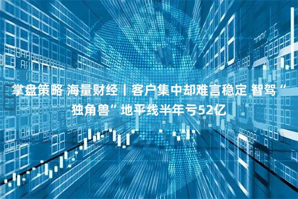 掌盘策略 海量财经丨客户集中却难言稳定 智驾“独角兽”地平线半年亏52亿